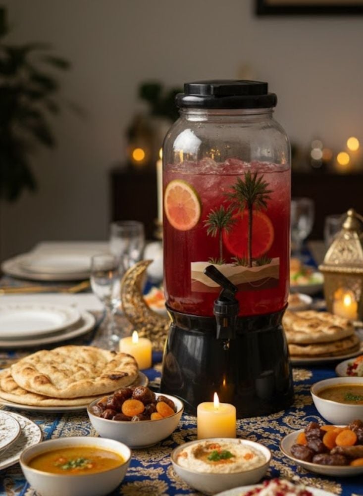 Premium Luxury Glass Juice Dispenser with Black Stand – Premium Ramadan Drink Serving Jar - Image 2